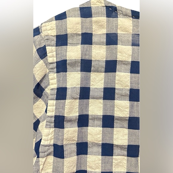 Le Sarte Pettegole Size 42 Medium Check Flutter Sleeve Boho Top Tunic Blue White - Picture 8 of 8
